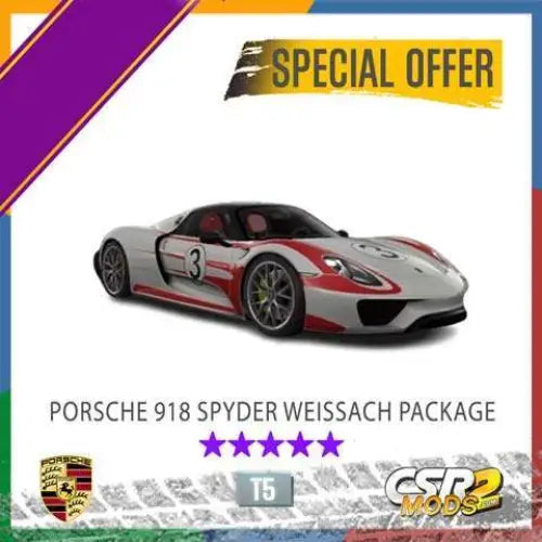 CSR2 PORSCHE 918 SPYDER WEISSACH PACKAGE - CSR RACING 2 MODS